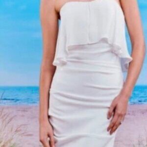 Nicole Miller ivory strapless maxi gown, size 10, NWT